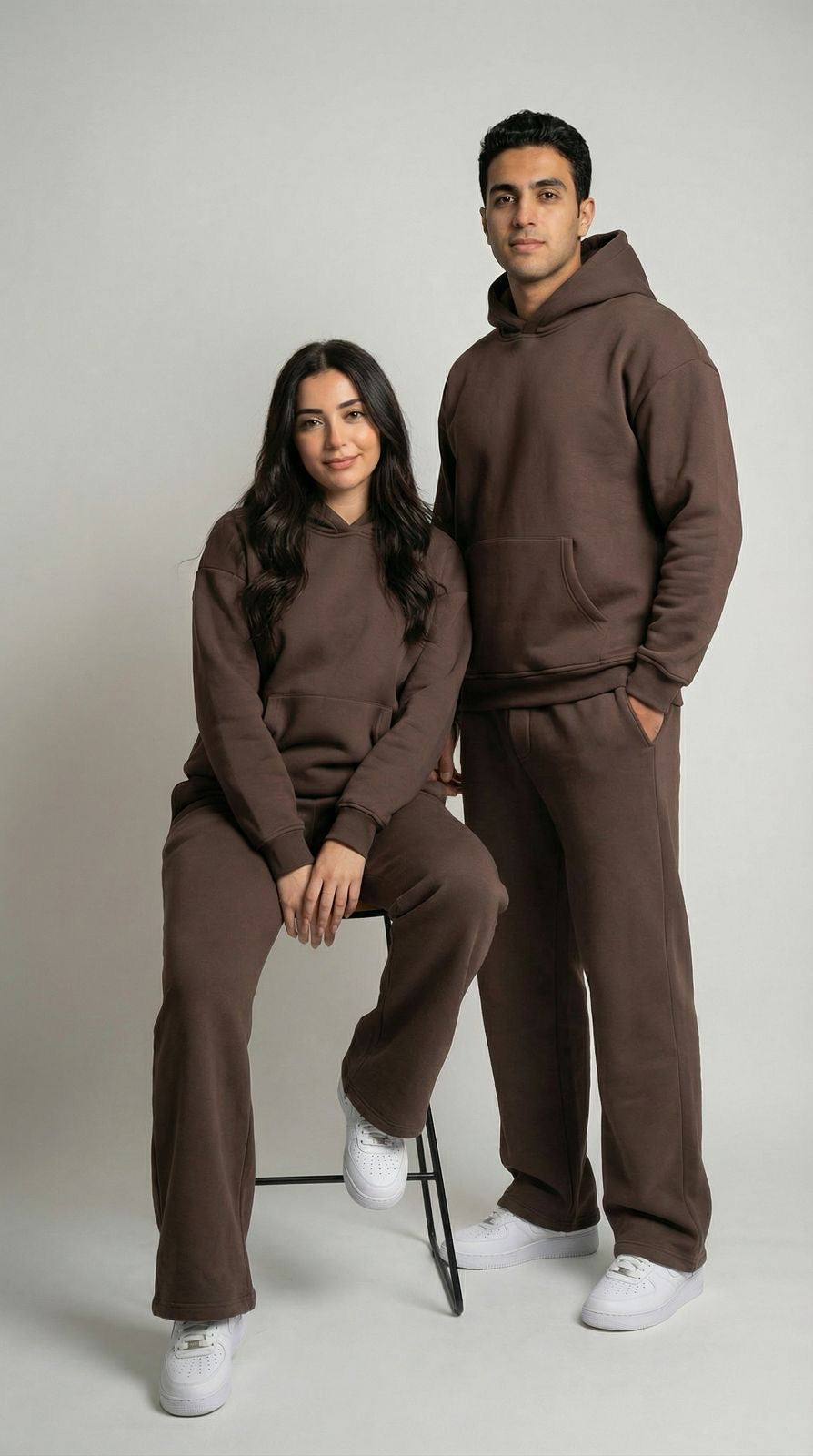 Unisex Brown Hoodie Set