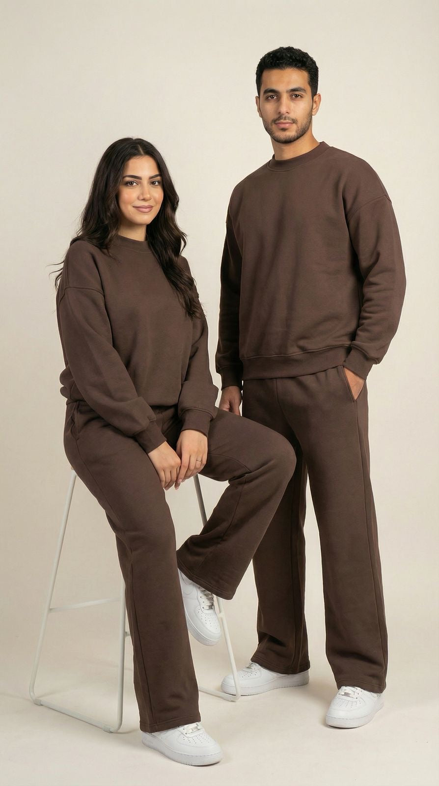 Unisex Brown Crewneck Set