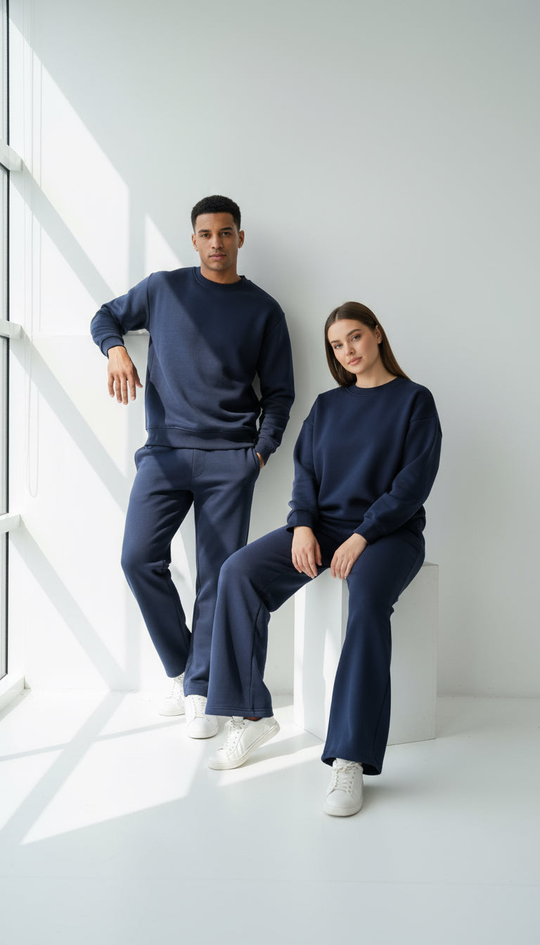 Unisex Navy Crewneck Set