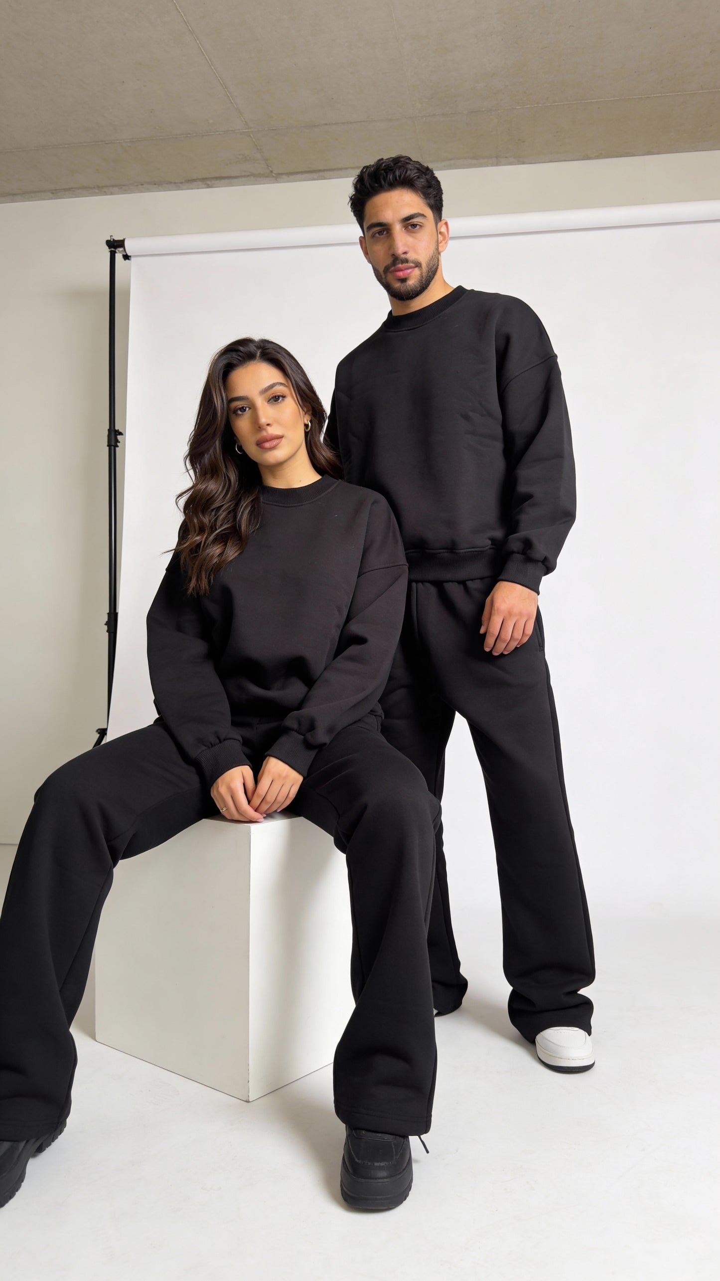 Unisex Black Crewneck Set